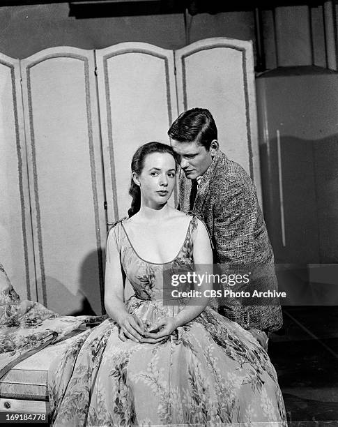 Piper Laurie and Dick York in the SEVEN LIVELY ARTS production of "The Changing Ways of Love." Image dated October 24, 1957.