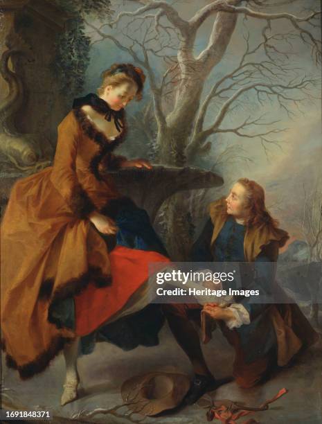 Fastening the Skate, circa 18th century. Creator: Nicolas Lancret.