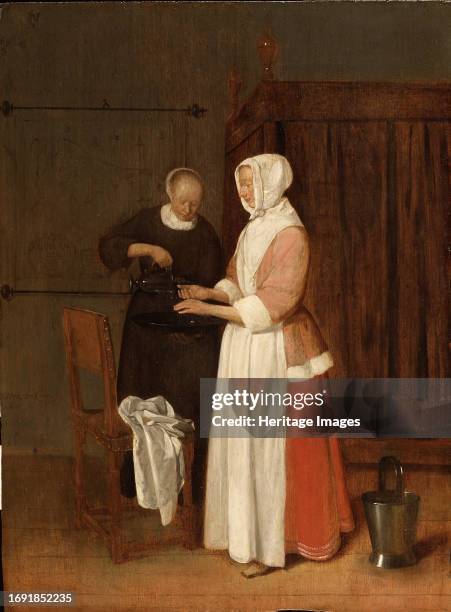 Woman Washing her Hands, 1662. Creator: Gerritsz Quiringh van Brekelenkam.