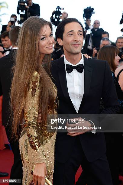 Lara Nieto and Adrian Brody attend the 'Cleopatra' premiere during The 66th Annual Cannes Film Festival at The 60th Anniversary Theatre on May 21,...