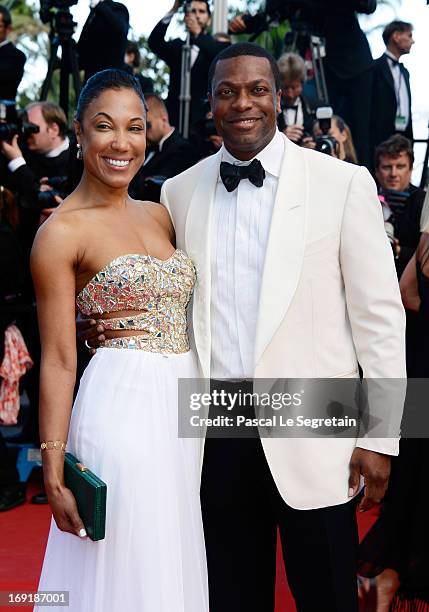 Actor Chris Tucker and guest attends the 'Cleopatra' premiere during The 66th Annual Cannes Film Festival at The 60th Anniversary Theatre on May 21,...