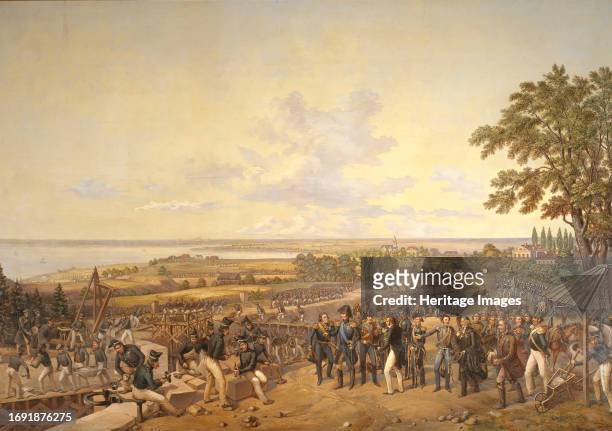 King Carl XIV Johan of Sweden Visiting the Canal Locks at Berg in 1819, 1856. Creator: Alexander Wetterling.