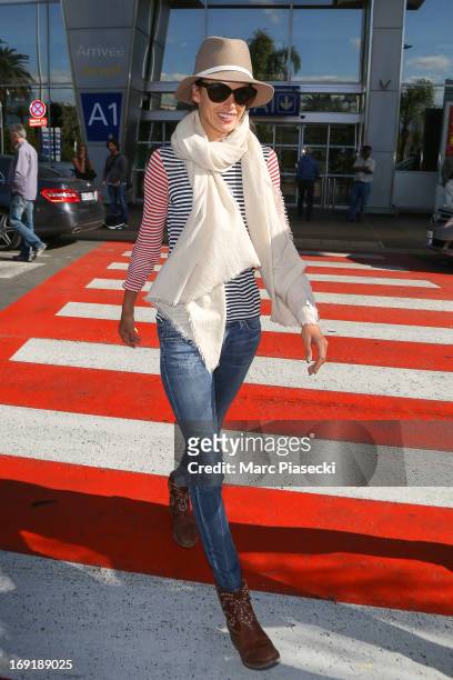 Model Alessandra Ambrosio arrives at Nice airport during the 66th Annual Cannes Film Festival on May 21, 2013 in Nice, France.