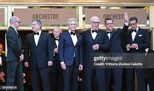 Director Steven Soderbergh,Writer Greg Jacobs, actor Michael Douglas, producer Jerry Weintraub, actor Matt Damon and screenwriter Richard LaGravenese...