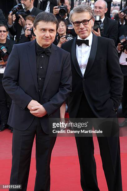 Jury members Christoph Waltz and Cristian Mungiu attend the Premiere of 'Behind The Candelabra' during the 66th Annual Cannes Film Festival at the...