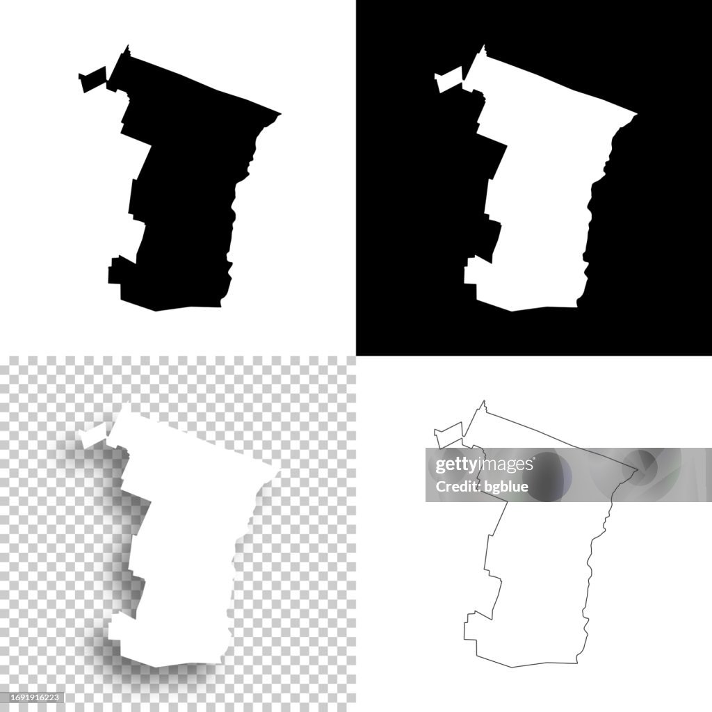 Windsor County, Vermont. Maps for design. Blank, white and black backgrounds