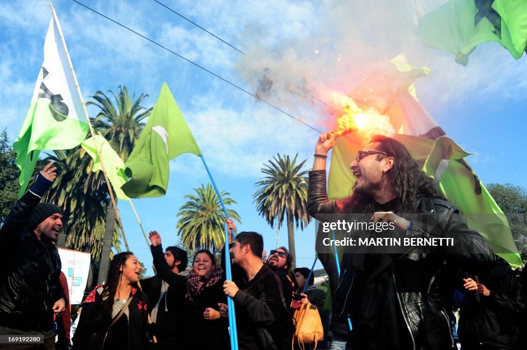 CHILE-PINERA-ANNUAL MESSAGE-PROTEST