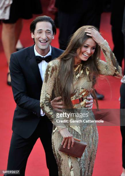 Adrien Brody and Lara Leito attend the 'Cleopatra' Premiere during the 66th Annual Cannes Film Festival at Grand Theatre Lumiere on May 21, 2013 in...