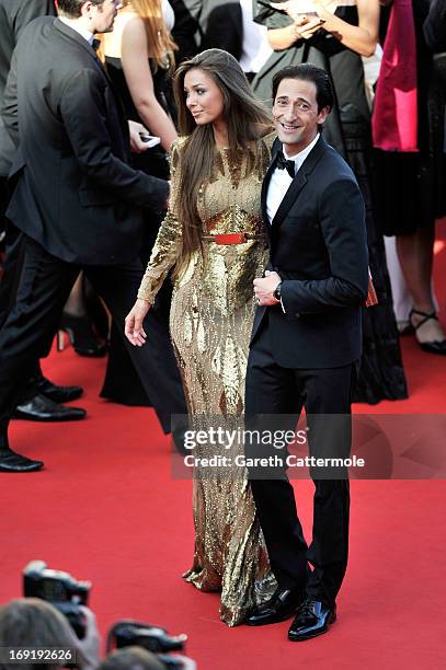 Adrien Brody and Lara Leito attend the 'Cleopatra' Premiere during the 66th Annual Cannes Film Festival at Grand Theatre Lumiere on May 21, 2013 in...
