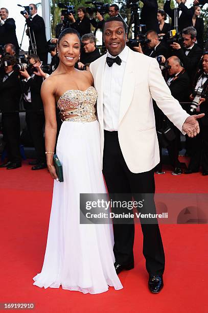 Chris Tucker and guest attend the Premiere of 'Cleopatra' during the 66th Annual Cannes Film Festival at the Palais des Festivals on May 21, 2013 in...