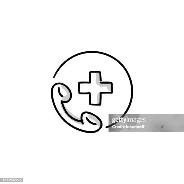 ilustraciones, imágenes clip art, dibujos animados e iconos de stock de asistencia médica sketchy doodle vector icon con trazo editable. el icono es adecuado para diseño web, aplicaciones móviles, interfaz de usuario, ux y diseño de gui. - urgencias-hospital
