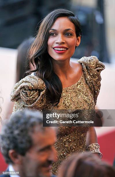 Actress Rosario Dawson attends the 'Cleopatra' premiere during The 66th Annual Cannes Film Festival at The 60th Anniversary Theatre on May 21, 2013...