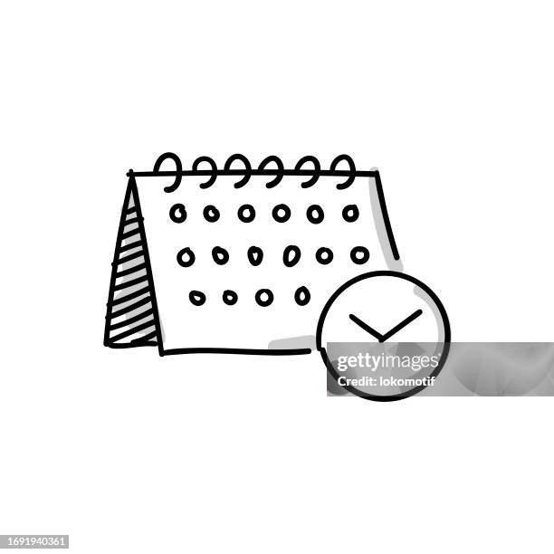 stockillustraties, clipart, cartoons en iconen met calendar schedule sketchy doodle vector icon with editable stroke. the icon is suitable for web design, mobile apps, ui, ux, and gui design. - personal organizer