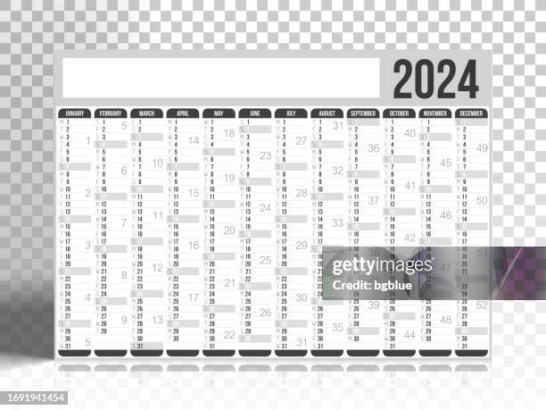 illustrazioni stock, clip art, cartoni animati e icone di tendenza di calendario 2024 su sfondo vuoto - today parola inglese