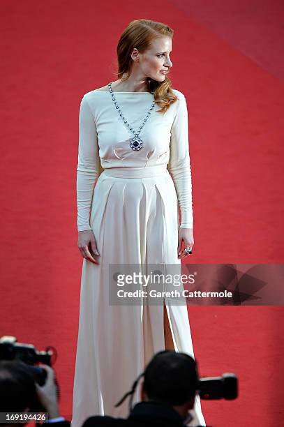 Actress Jessica Chastain attends the 'Cleopatra' premiere during The 66th Annual Cannes Film Festival at The 60th Anniversary Theatre on May 21, 2013...