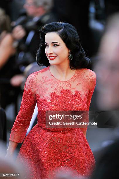 Dita Von Teese attends the 'Cleopatra' premiere during The 66th Annual Cannes Film Festival at The 60th Anniversary Theatre on May 21, 2013 in...