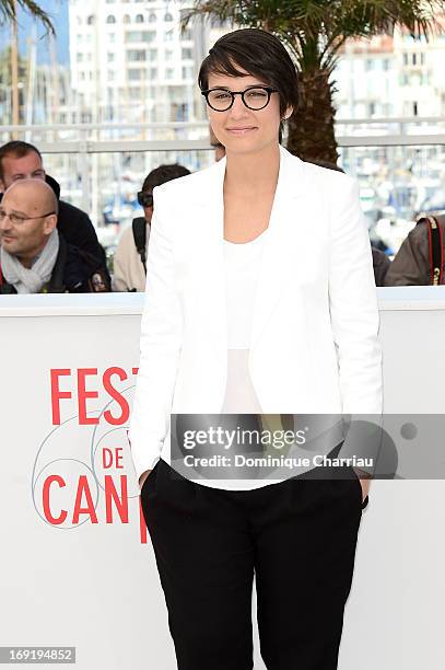 Director Chloe Robichaud attends the photocall for 'Sarah Prefere La Course' during The 66th Annual Cannes Film Festival at Palais des Festivals on...