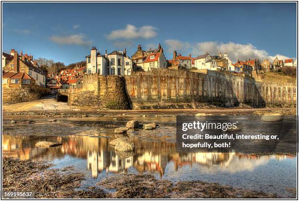 bay windows! - robin hood's bay imagens e fotografias de stock