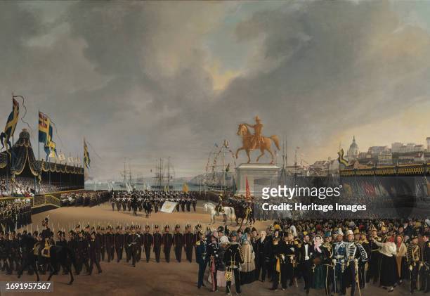 The Unveiling of the Equestrian Statue of Carl XIV Johan of Sw. In 1854, Unknown date. Creator: Karl Stefan Bennet.