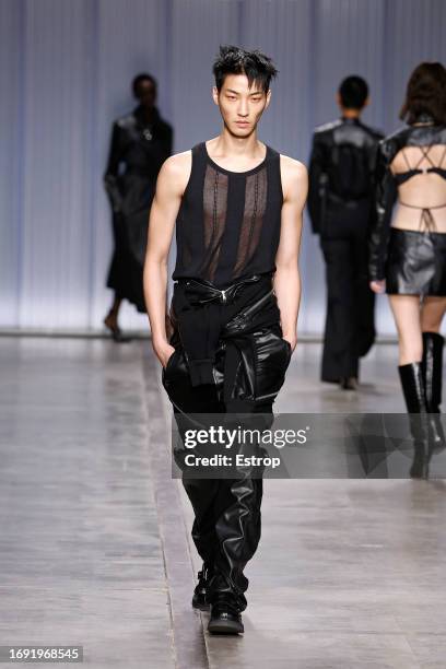 Model walks the runway at the Iceberg fashion show during the Milan Fashion Week Womenswear Spring/Summer 2024 on September 20, 2023 in Milan, Italy.