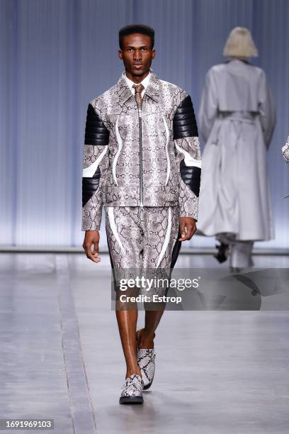 Model walks the runway at the Iceberg fashion show during the Milan Fashion Week Womenswear Spring/Summer 2024 on September 20, 2023 in Milan, Italy.