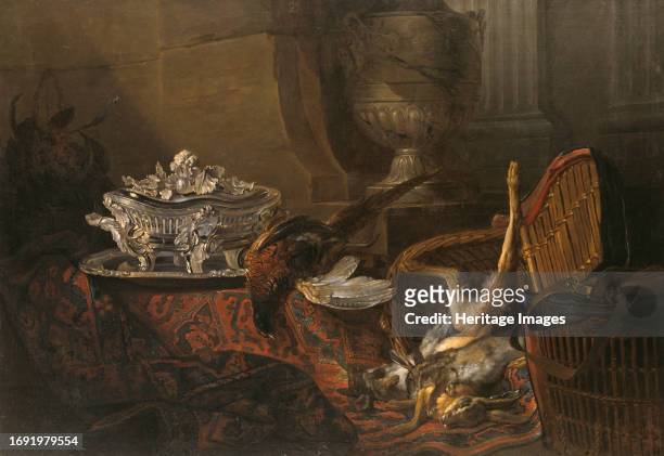 Still Life with Dead Game and a Silver Tureen on a Turkish Carpet, 1738. Creator: Jean-Baptiste Oudry.