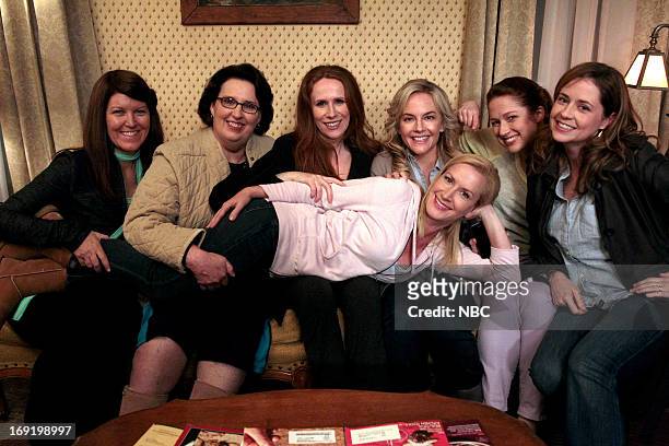 Finale" Episode 924/925 -- Pictured: Kate Flannery as Meredith Palmer, Phyllis Smith as Phyllis Vance, Catherine Tate as Nellie Bertram, Angela...