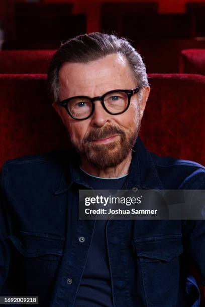Björn Ulvaeus of ABBA poses during a photo shoot at the ABBA: The Movie Fan Event at Residenz Kino on September 19, 2023 in Cologne, Germany.
