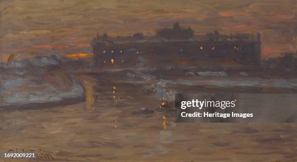 Winter Night by the Stockholm Strom, circa 1900s. Creator: Per Ekstrom.