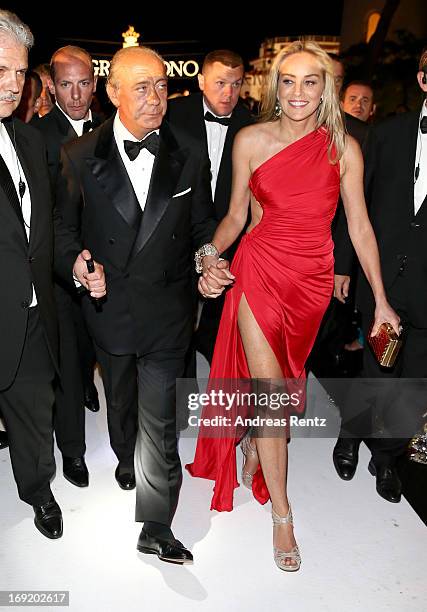 De Grisogono Founder and President Fawaz Gruosi and actress Sharon Stone attend the 'De Grisogono' Party during The 66th Annual Cannes Film Festival...