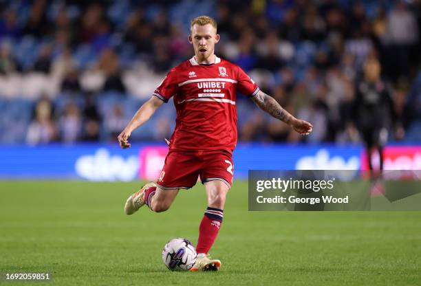 Lewis O'Brien of Middlesbrough runs with the ball during the Sky Bet Championship match between Sheffield Wednesday and Middlesbrough at Hillsborough...