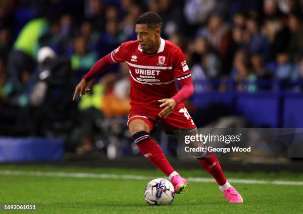 Samuel Silvera of Middlesbrough runs with the ball during the Sky Bet Championship match between Sheffield Wednesday and Middlesbrough at...