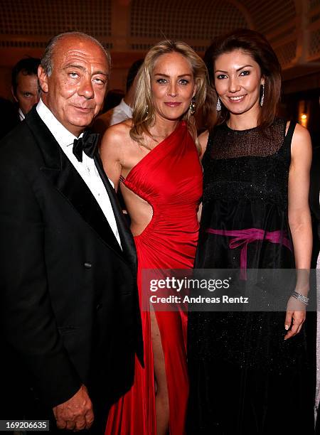 De Grisogono Founder and President Fawaz Gruosi, actress Sharon Stone and guest attend the 'De Grisogono' Party during The 66th Annual Cannes Film...
