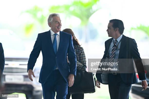 Brazilian President Luiz Inacio Lula da Silva receives former UK Prime Minister Tony Blair for a meeting at the Planalto Palace on Tuesday, September...