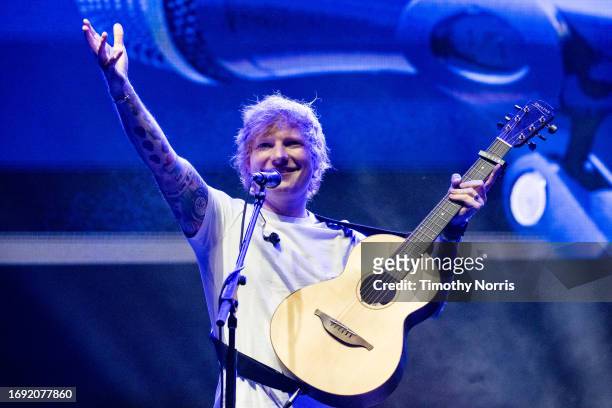 Ed Sheeran performs during the Heart and Armor Foundation benefit concert at The Wiltern on September 19, 2023 in Los Angeles, California.