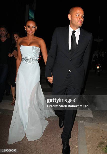 Mel B and Stephen Belafonte at Plage Royal during The 66th Annual Cannes Film Festival on May 21, 2013 in Cannes, France.