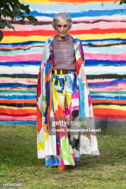 Benedetta Barzini walks the runway at the Daniela Gregis fashion show during the Milan Fashion Week Womenswear Spring/Summer 2024 on September 20,...