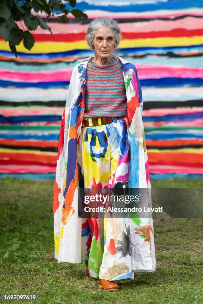 Benedetta Barzini walks the runway at the Daniela Gregis fashion show during the Milan Fashion Week Womenswear Spring/Summer 2024 on September 20,...
