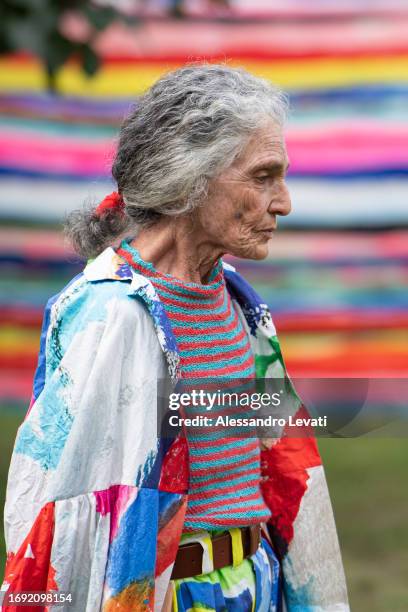 Benedetta Barzini walks the runway at the Daniela Gregis fashion show during the Milan Fashion Week Womenswear Spring/Summer 2024 on September 20,...