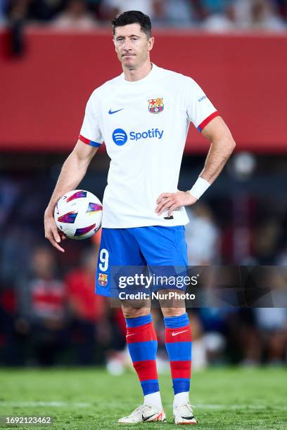 Robert Lewandowski of FC Barcelona during the LaLiga EA Sports match between RCD Mallorca and FC Barcelona CF at Estadi de Son Moix in Mallorca,...