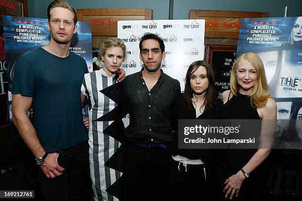 Alexander Skargard, Brit Marling, Zal Batmanglij, Ellen Page and Patricia Clarkson attend "The East" Brooklyn Screening at The Nitehawk Cinema on May...