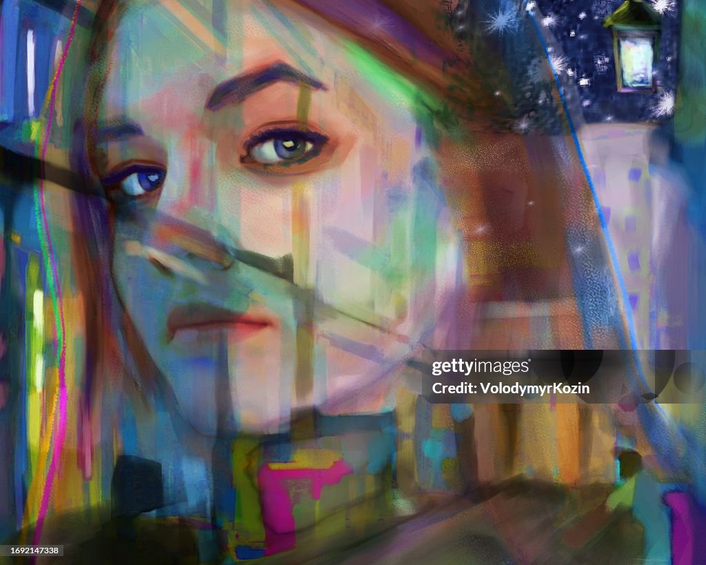 Translucent Femail Translucent Female Portrait On The Background Of A City Street High-Res ...