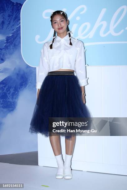 Mimi of girl group Oh My Girl is seen at the 'Kiehl's' ultra facial cream 4.0 launch photocall event on September 20, 2023 in Seoul, South Korea.