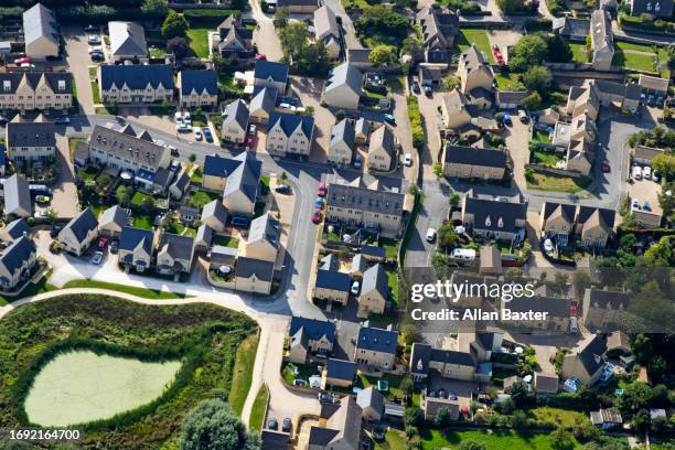 aerial view of the town of south cerney, gloucestershire - gloucestershire imagens e fotografias de stock