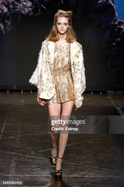 Model walks the runway at the Antonio Marras fashion show during the Milan Fashion Week Womenswear Spring/Summer 2024 on September 20, 2023 in Milan,...