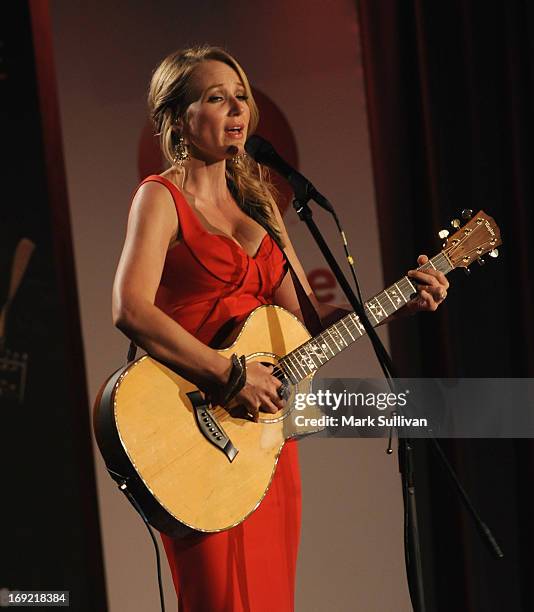 Actress/singer Jewel performs during The GRAMMY Museum Presents Reel To Reel: Ring Of Fire at The GRAMMY Museum on May 21, 2013 in Los Angeles,...