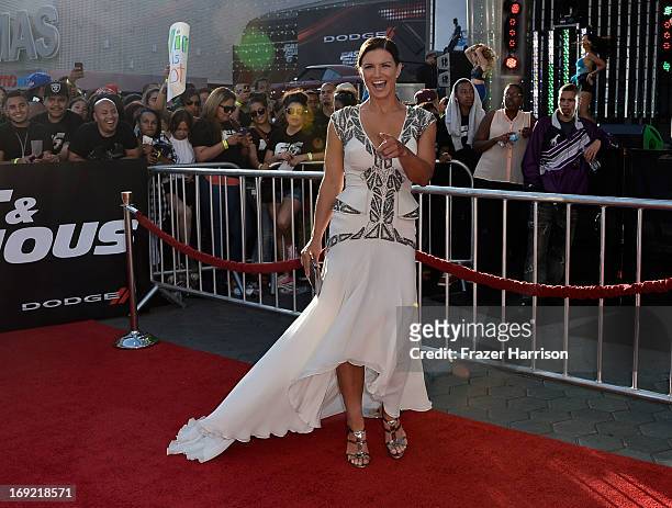 Actreess Gina Carano arrives at the Premiere Of Universal Pictures' "Fast & Furious 6" on May 21, 2013 in Universal City, California.