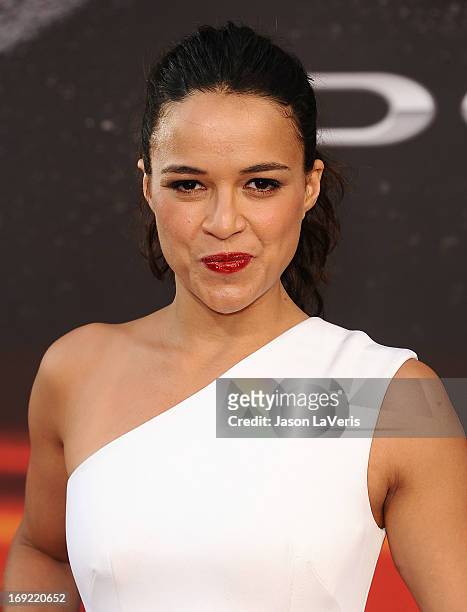 Actress Michelle Rodriguez attends the premiere of "Fast & Furious 6" at Universal CityWalk on May 21, 2013 in Universal City, California.