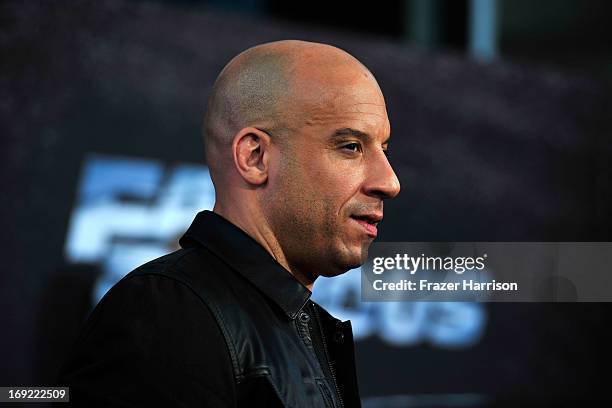 Actor Vin Diesel arrives at the Premiere Of Universal Pictures' "Fast & Furious 6" on May 21, 2013 in Universal City, California.