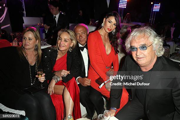 Sharon Stone, Fawaz Gruosi, Elisabetta Gregoraci and Flavio Briatore attend the 'De Grisogono' Party At Hotel Du Cap Eden Roc on May 21, 2013 in...